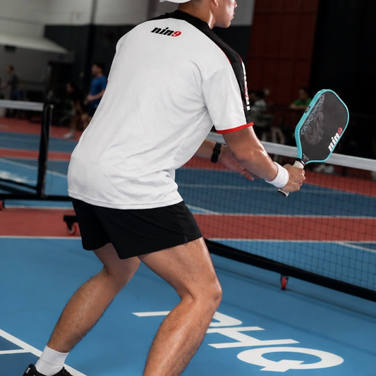 Nine Pickleball Performance Jersey | Unisex Pickleball Shirt Sportswear | Black White Red